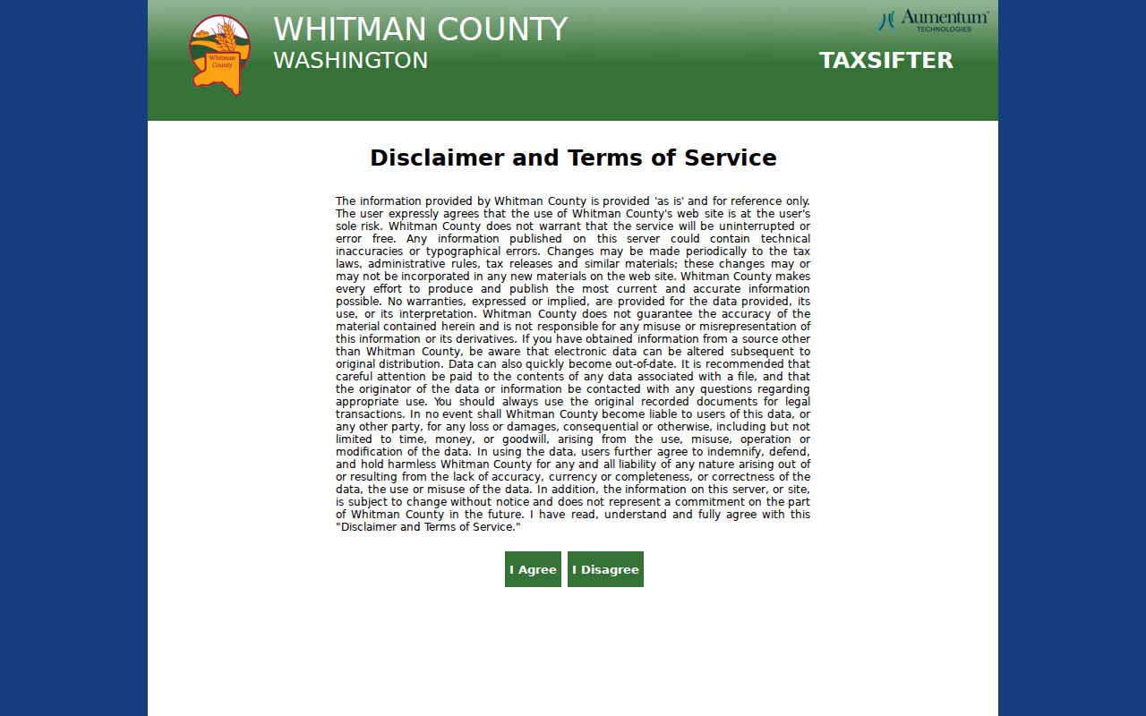 Whitman County TaxSifter entry used for Pullman resident property research